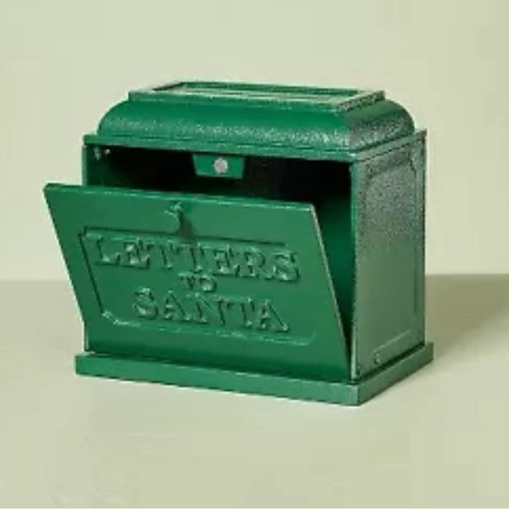 Hearth & Hand LETTERS TO SANTA Mailbox Dark Green Novelty Metal Christmas